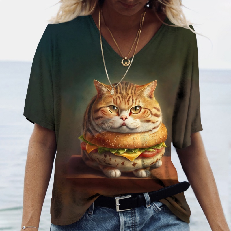 Fun Cat Food Pattern T Shirt F – 3D Printing In Food recenzja i cena