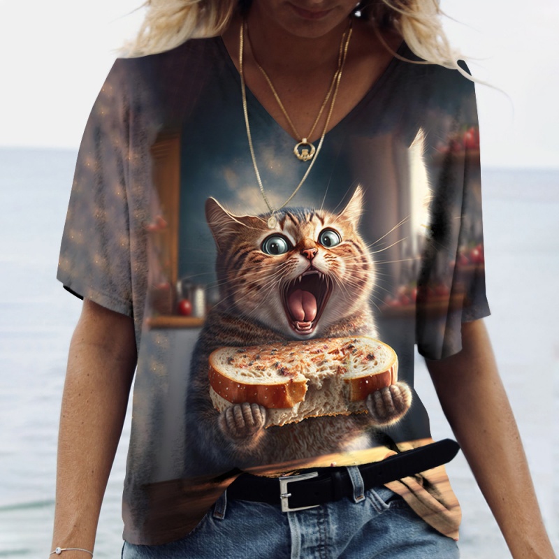 Fun Cat Food Pattern T Shirt F – 3D Printing In Food recenzja i cena