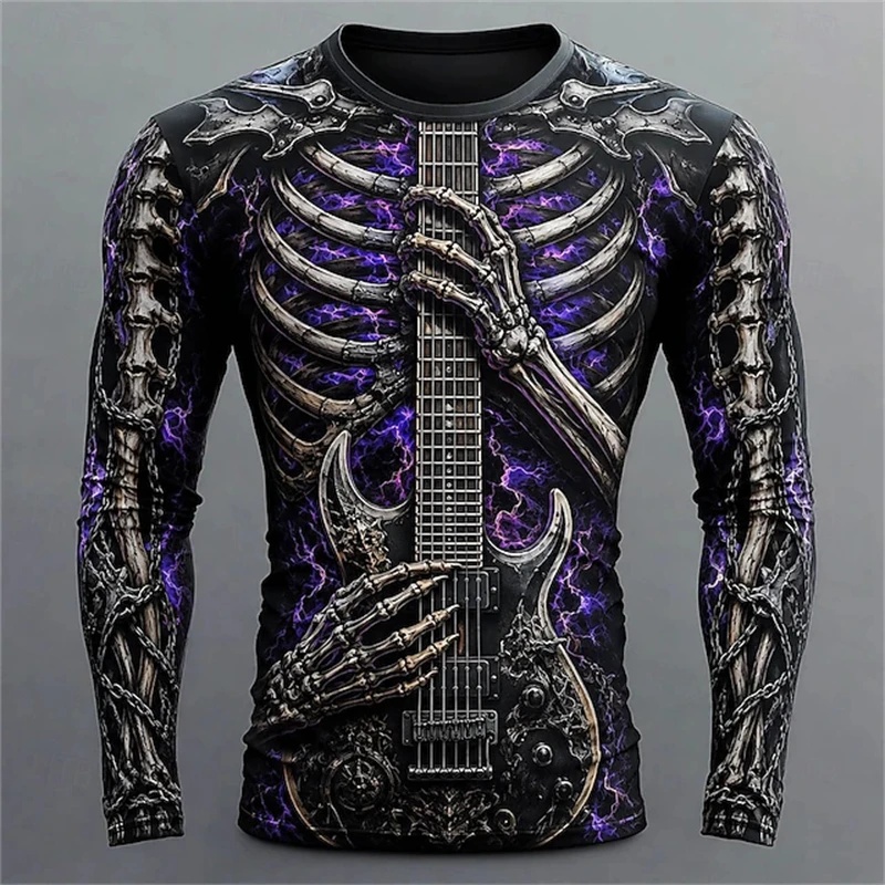 Nowa męska koszulka z długim r – 3D Printing Guitar recenzja i cena